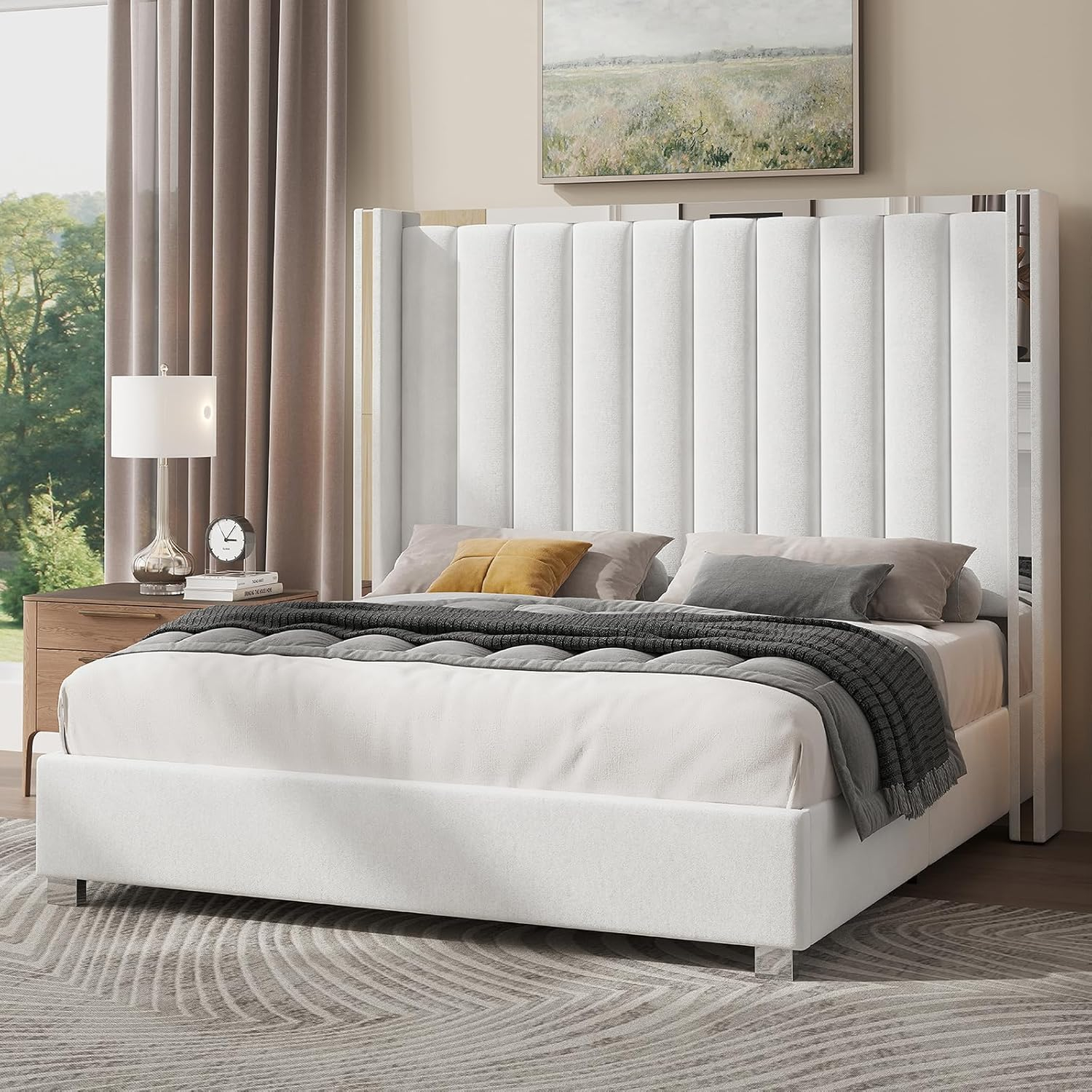 Amazon.com: Jocisland King Size Bed Frame With 58" Tall Headboard ... with King Headboard And Bed Frame