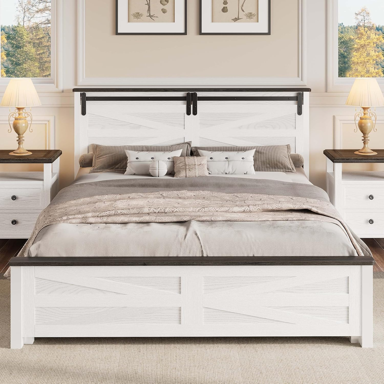 Amazon.com: Likimio Farmhouse Queen Bed Frame With Lift Up Storage ... in Building a cozy retreat with rustic wood queen bed frames