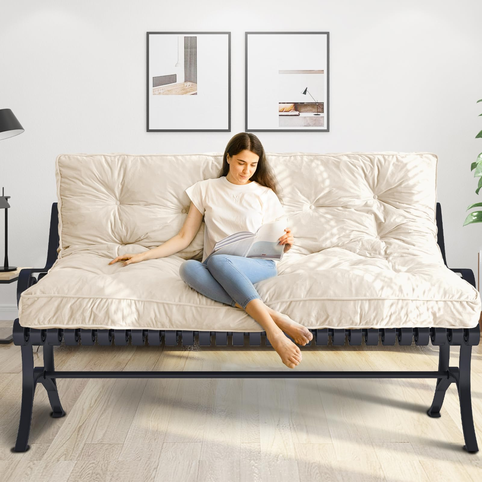 Amazon.com: Maxyoyo 6" Futon Mattress Queen Size, Velvet Thick Futons ... within How to choose the right queen futon frame for your sleeping space