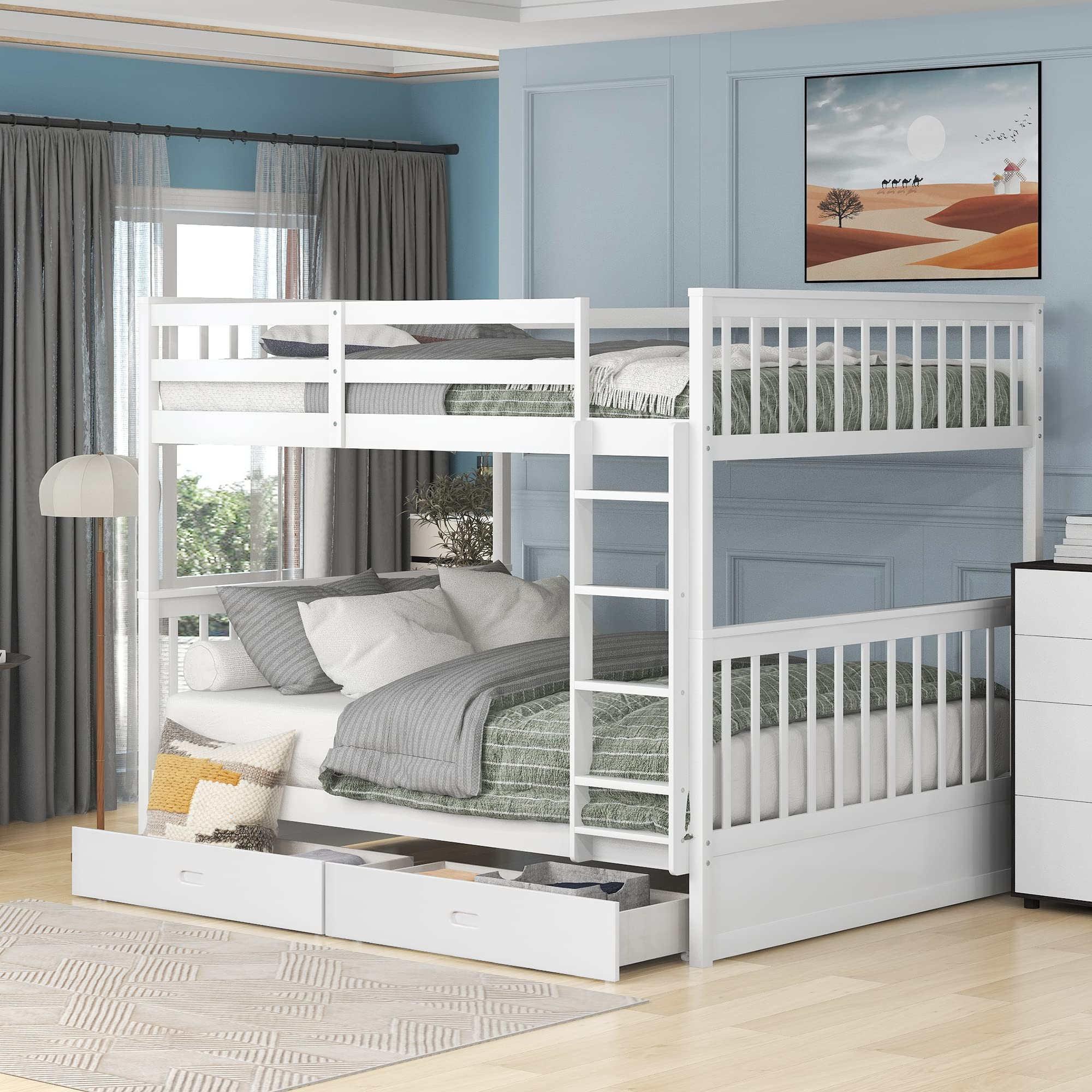 Amazon.com: Merax Full Over Full Bunk Bed Frames With Two Storage ... within Everything You Need to Know About Bunk Beds with Under-Bed Storage