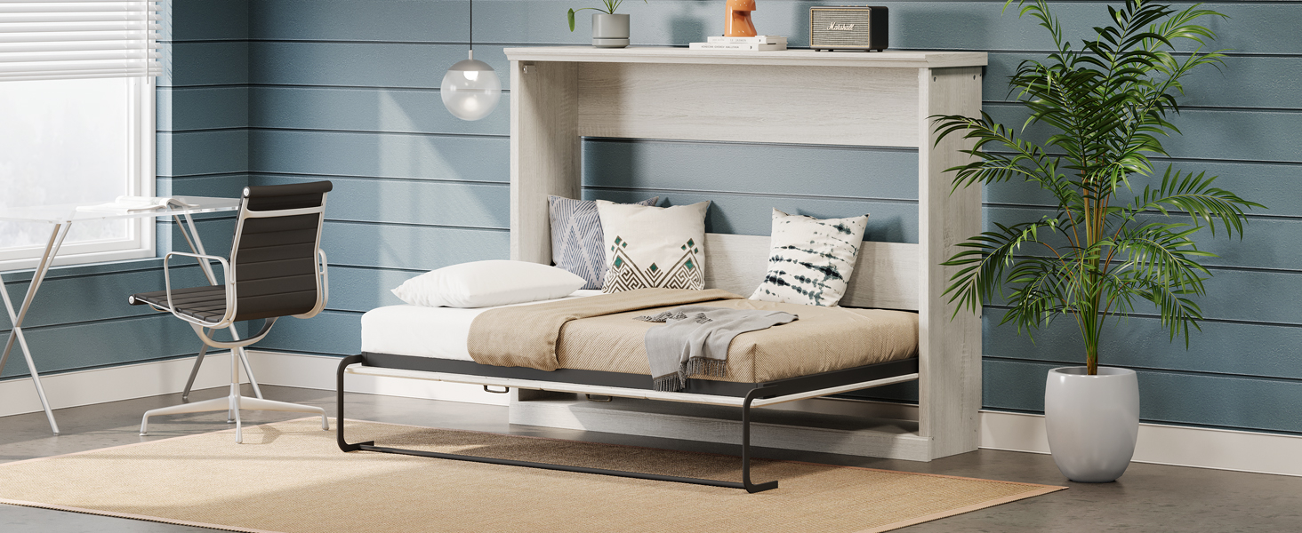 Amazon.com: Merax Twin Size Murphy Bed, Horizontal Hideaway Wall Bed ... with Maximizing Bedroom Functionality with Hidden Twin Bed Cabinet Storage