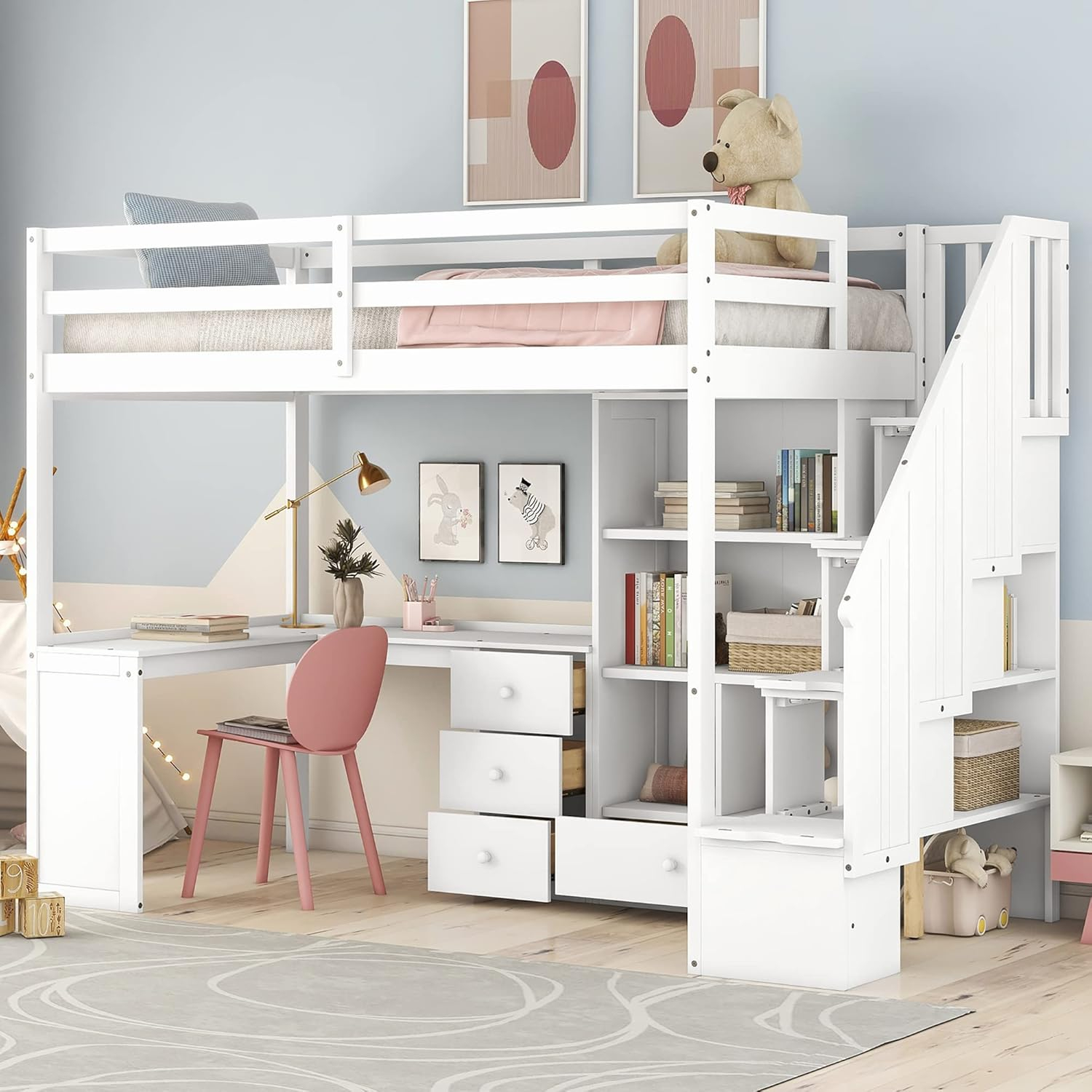 Amazon.com: Merax Wood Loft Bed Twin Size, Multifunctional Twin Bed ... regarding Maximizing Bedroom Functionality with Hidden Twin Bed Cabinet Storage
