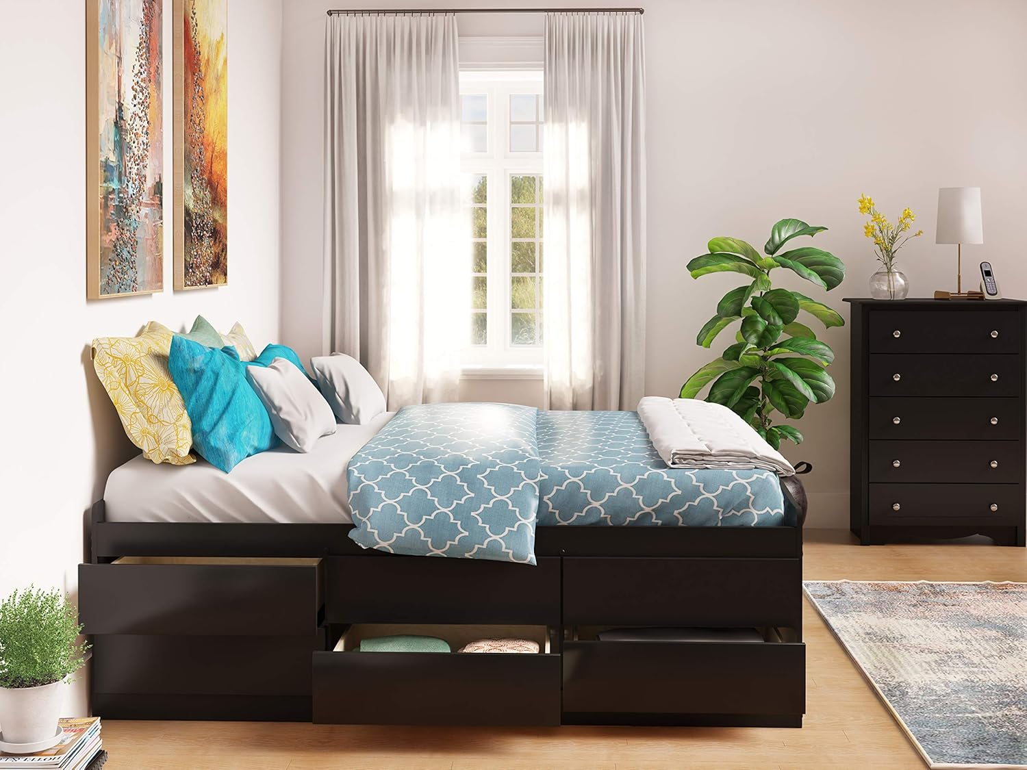 Amazon.com: Prepac Captain's Queen 12-Drawer Traditional Tall Platform ... pertaining to Understanding the hidden space in queen platform beds with storage