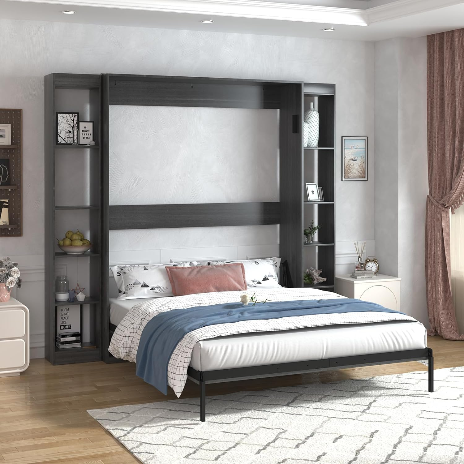 Amazon.com: Puremind Queen Murphy Bed With Mattress Included, Murphy ... inside Mattress For Murphy Bed Queen