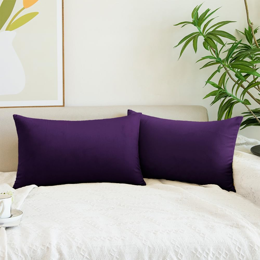 Amazon.com: Quorgves Purple Pillow Covers 12X20 Inch Pack Of 2 Purple ... for Understanding the Psychology Behind Purple Bed Pillows