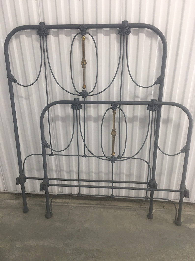 Antique Twin Wrought Iron Bed Frame. Early 1900S, Headboard, Footboard ... in The evolution of metal bed frames from mid-century design