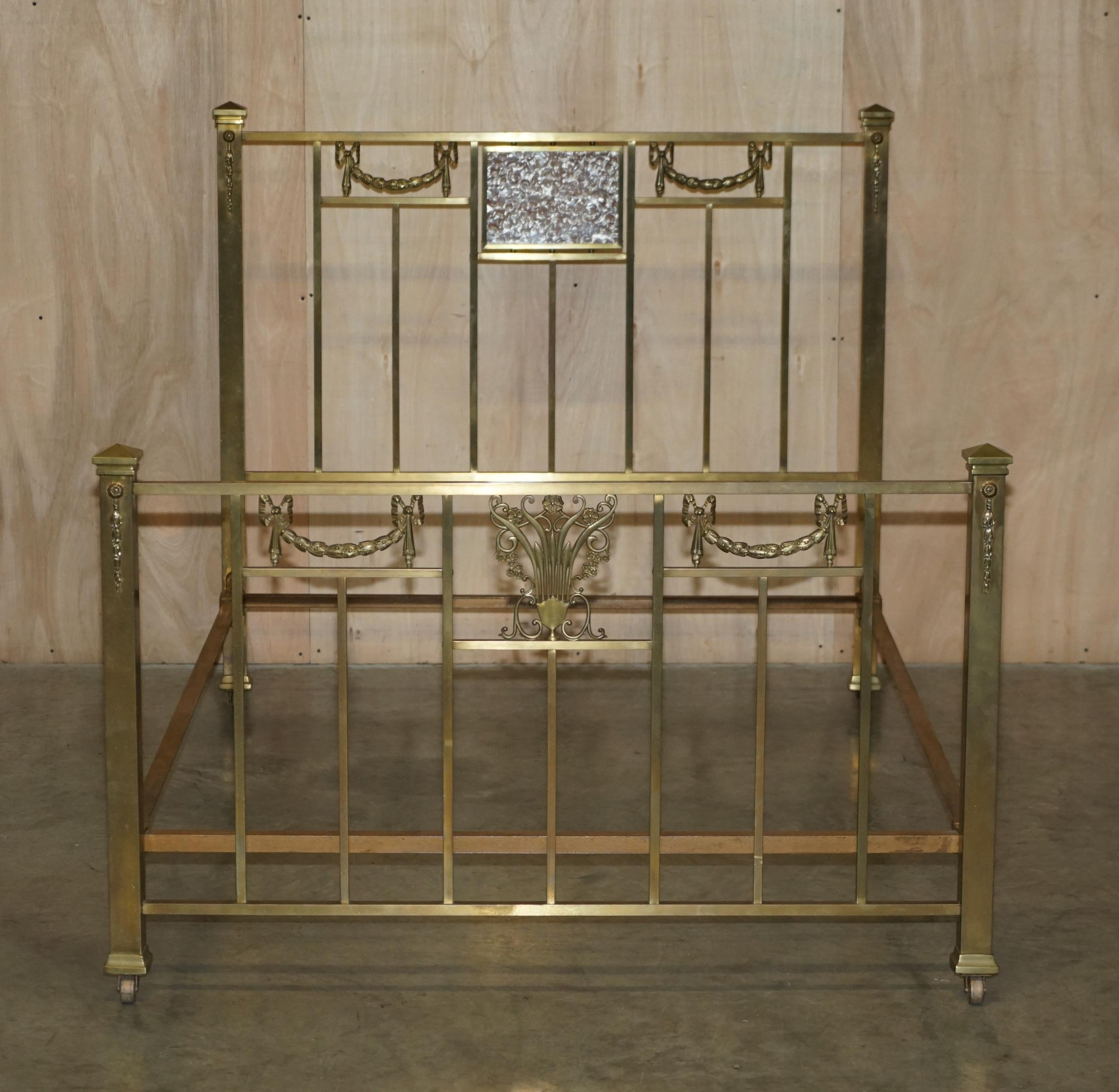 Antique Victorian 1880 Solid Brass Bed Frame With Mother Of Pearl Style ... for Antique Brass Bed Frame Full
