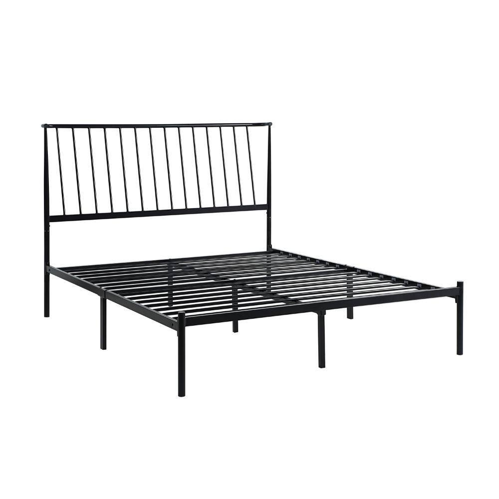 Benjara Black Metal Frame Queen Platform Bed With Tufted Headboard ... regarding Understanding the Durability and Design of Black Metal Frame Queen Beds