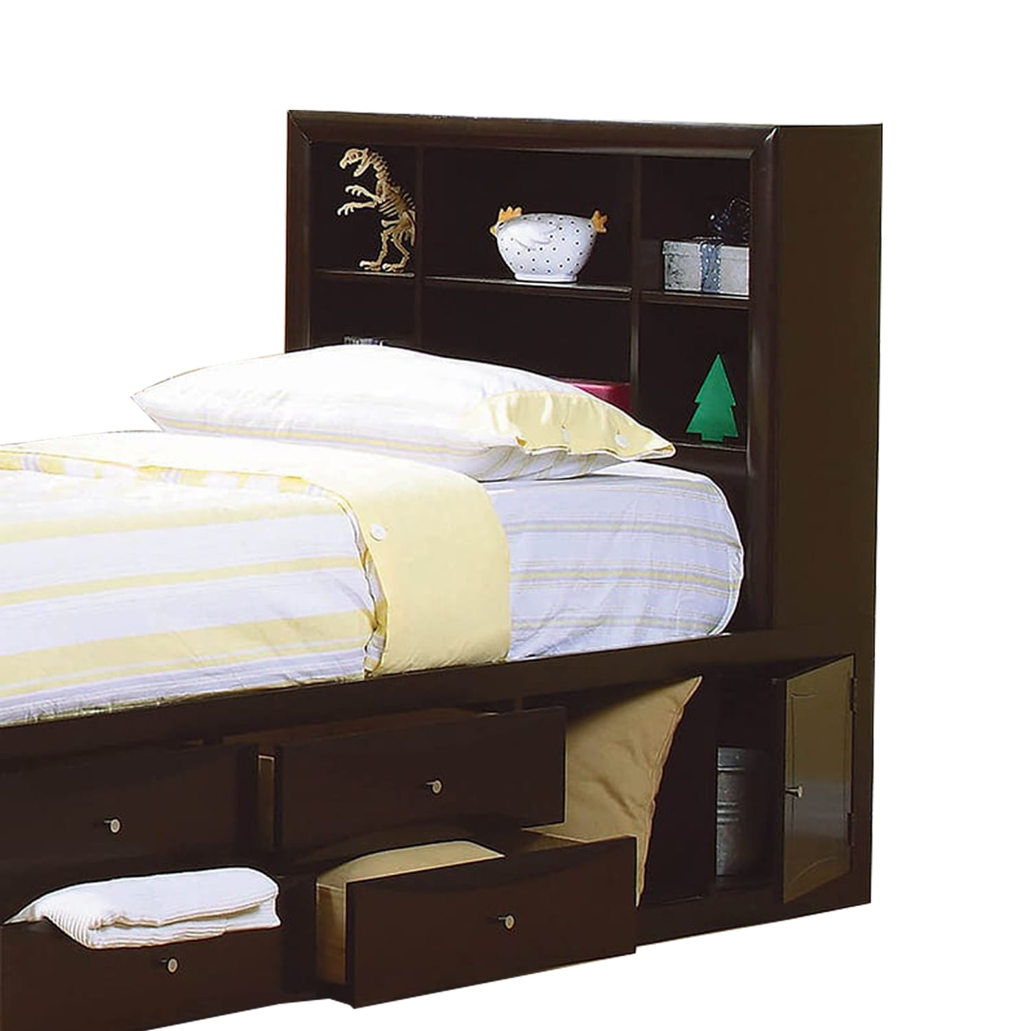 Benjara Wooden Full Size Bed With Bookcase Headboard And Storage Unit ... for The Ultimate Guide to Choosing the Perfect Full Size Bed With Built-In Storage