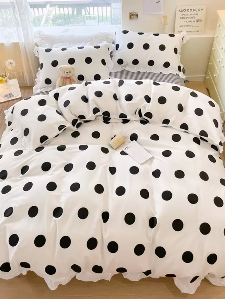 Black Polka Dot Comforter with regard to Care tips for maintaining the pristine look of black white polka dot bedding