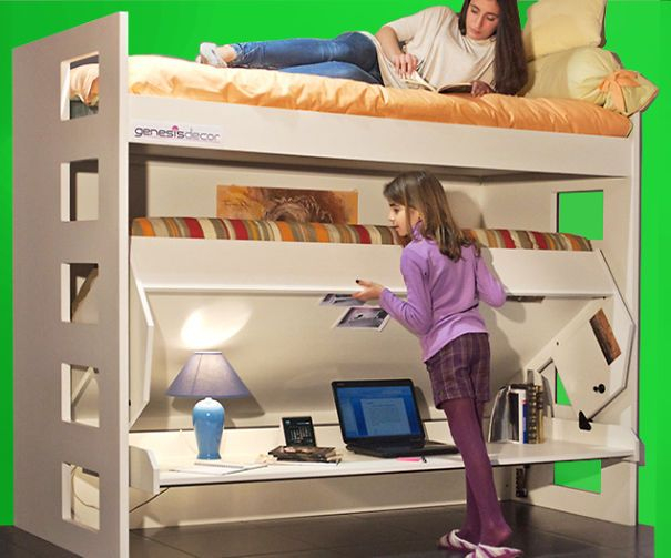 Bunk Bed That Converts Quickly And Easily Into A Large Desk | Space ... within Transforming your bedroom into a productive work environment