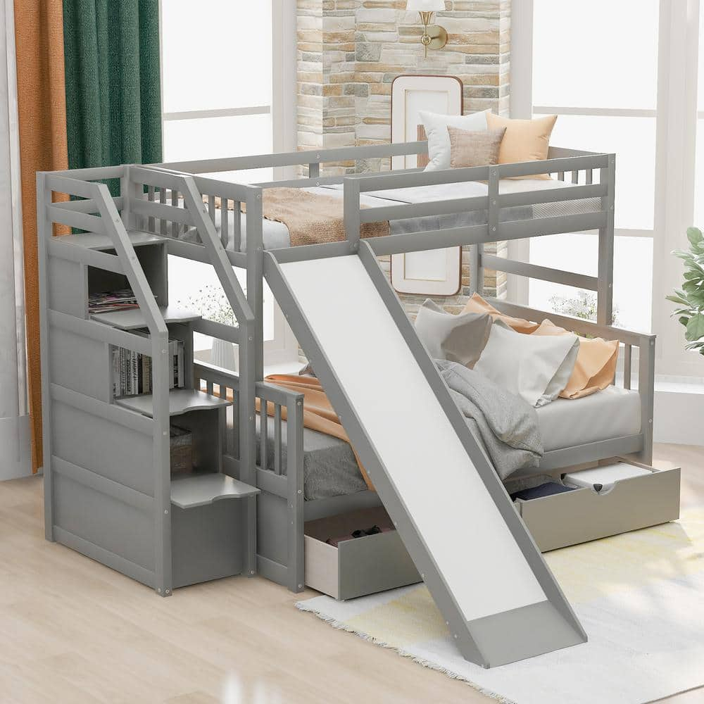 Creating secure play spaces with bunk beds featuring slides and staircases