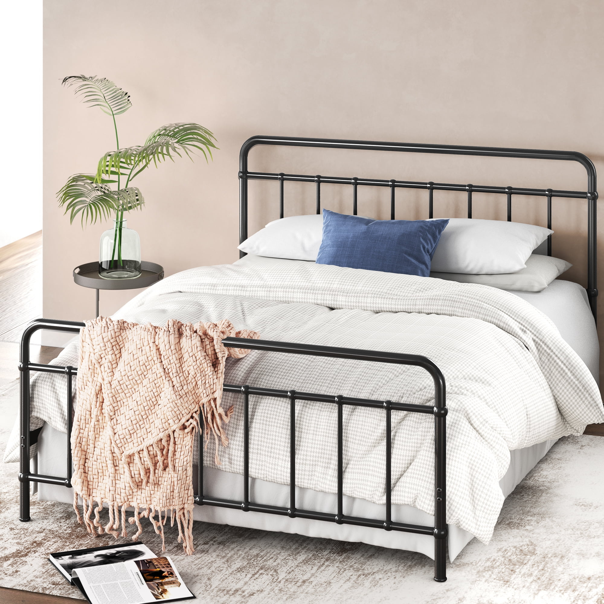Buy Zinus Florence 40 Metal Platform Bed Frame, Queen, Black Online At ... with Understanding the Durability and Design of Black Metal Frame Queen Beds