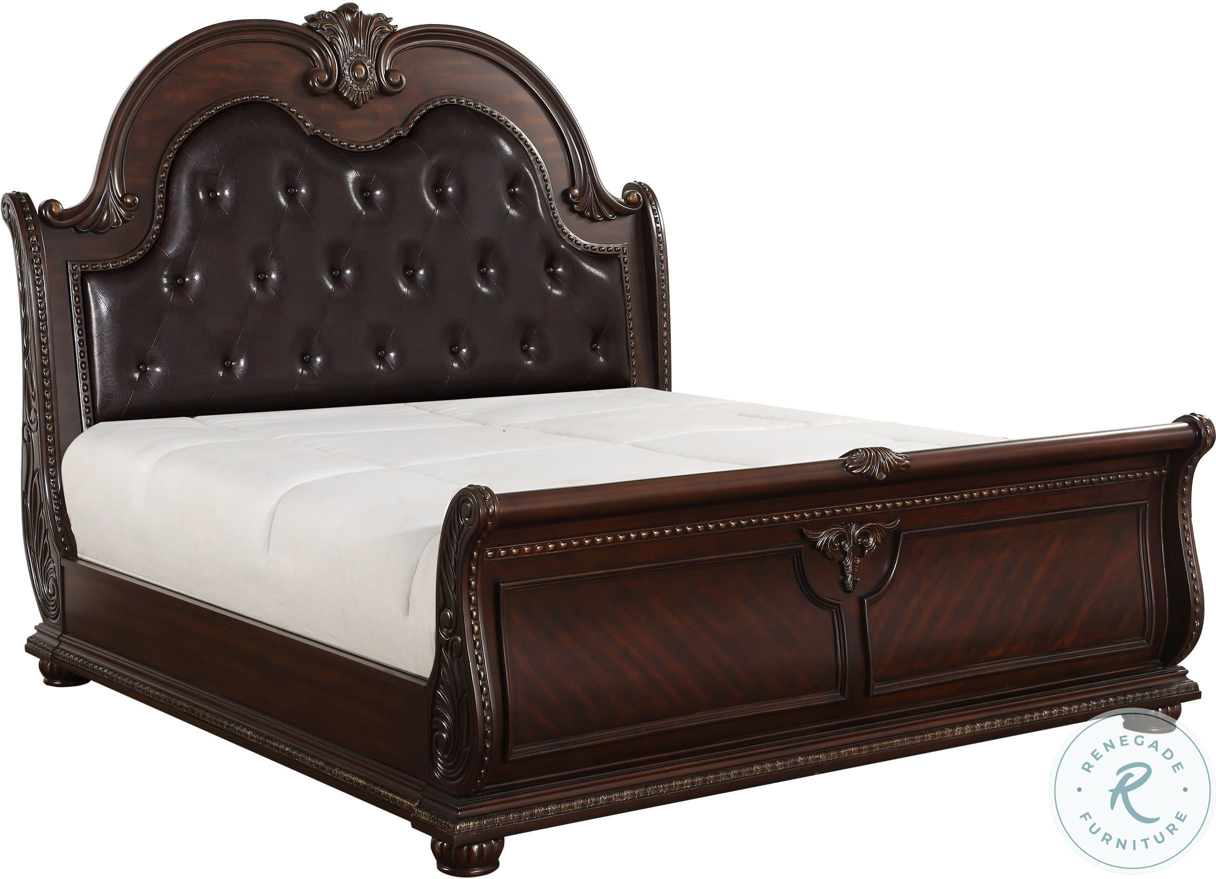 Cavalier Dark Cherry Cal. King Sleigh Bed From Homelegance | Coleman ... for King Size Sleigh Bed Set