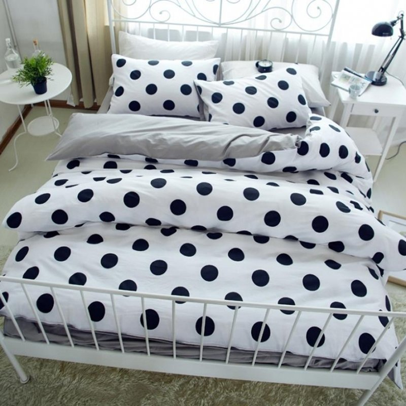 Contemporary Modern Chic Black White And Light Gray Polka Dot Print ... throughout Care tips for maintaining the pristine look of black white polka dot bedding