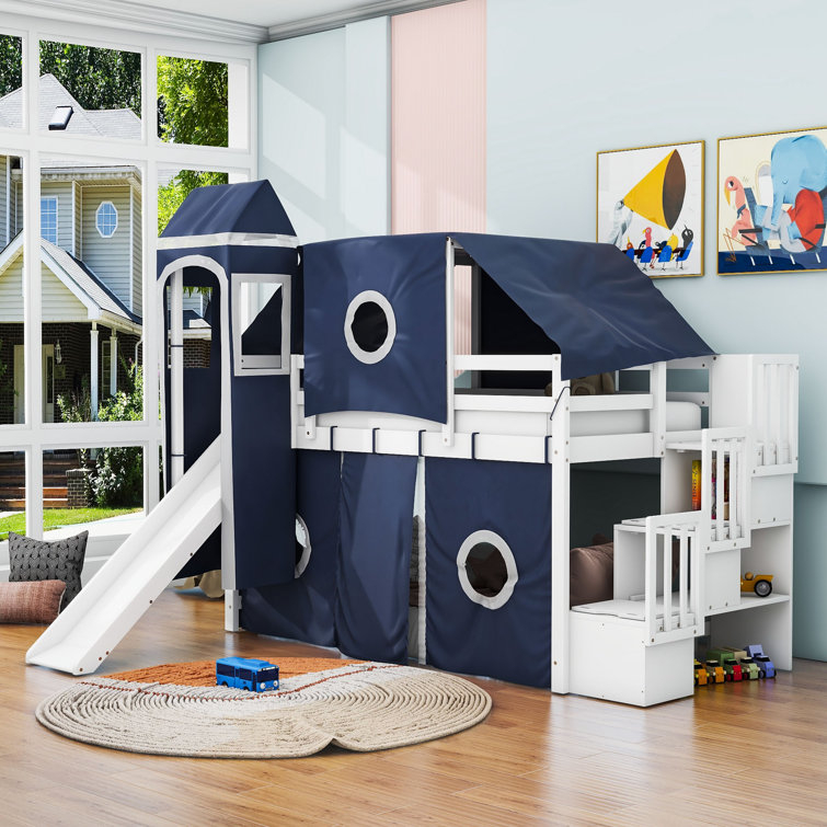 Disney Frozen Silver Jr Tent Loft Bed With Slide And Tower At Scott ... with Loft Bed With Slide And Tent