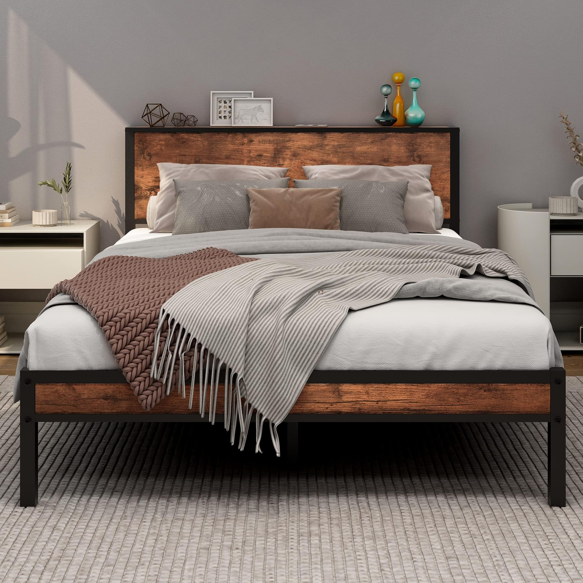 Dumee King Size Bed Frame With Wooden Headboard Bed Frames King Size ... regarding Wooden King Size Bed Frame