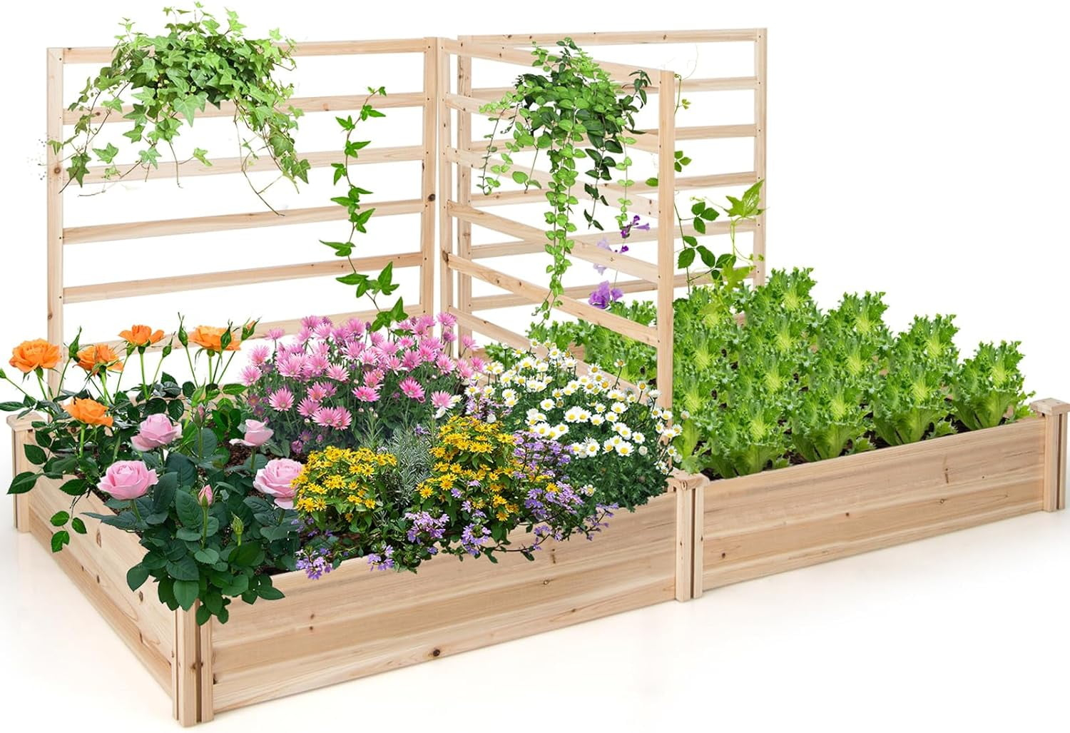 Dyukfg Raised Garden Bed With 3 Trellises, 88"L X 45"W X 43"H, Set Of 2 ... for Easy Steps to Create a Raised Bed Garden with Built-in Support