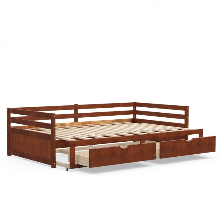 Extendable Twin To King Daybed With Trundle And 2 Storage Drawers - Costway regarding Twin Xl To King Daybed