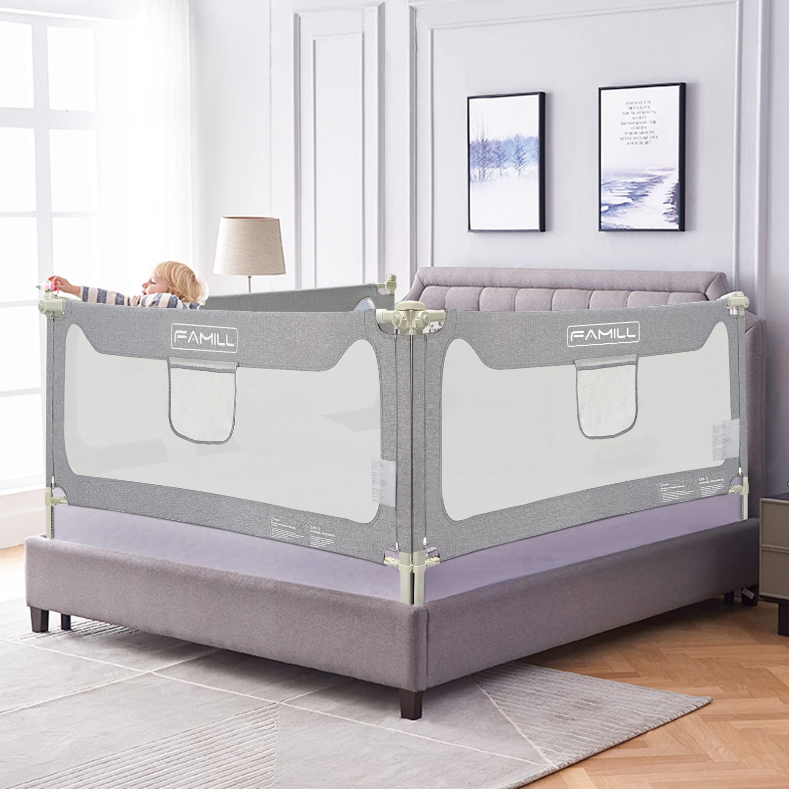 Famill Bed Rail For Toddlers, Upgraded Rails For Queen, King Size, Full ... regarding Essential safety features to consider when choosing bed side rails for full size mattresses