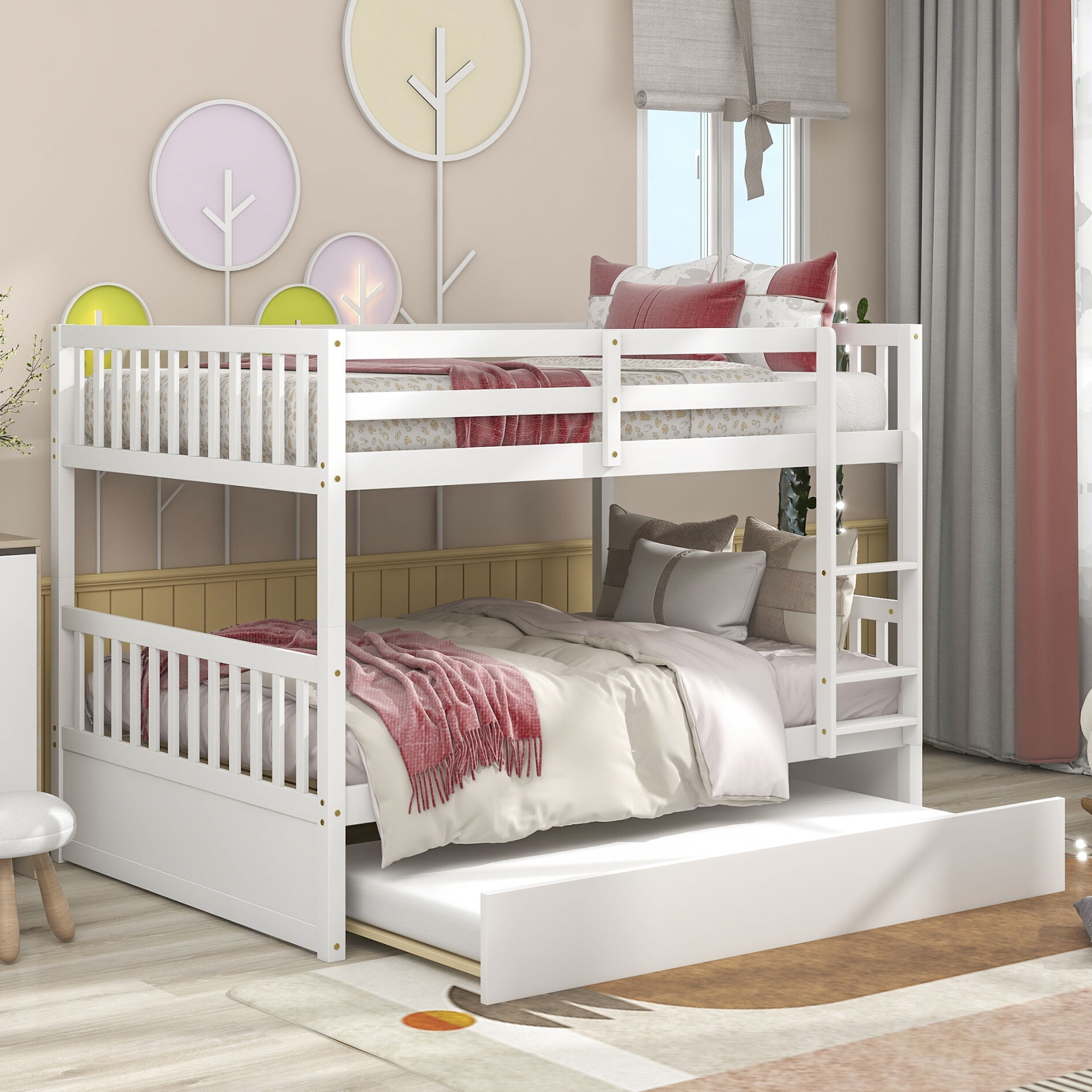 Full Over Full Bunk Bed With Trundle Bed, Convertible To 2 Full Size ... within Creating Comfortable Sleep Arrangements with Full Over Full Bunk Beds and Trundle