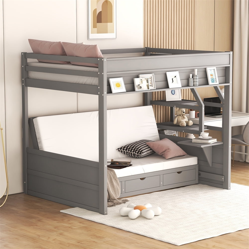 Full Over Full Futon Bunk Bed With Storage, Convertible Daybed, Solid ... in Creating Cozy Sleeping Arrangements with Full Over Full Bunk Beds
