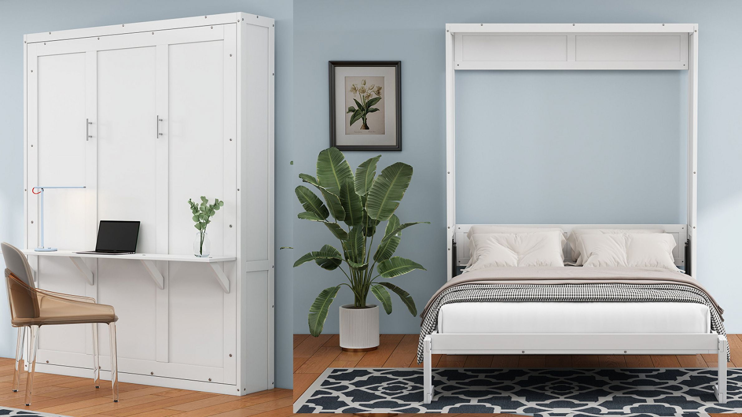 Full Size Murphy Bed, Modern Folding Wall Bed Frame With Desk Combo ... pertaining to Full Size Murphy Bed Desk