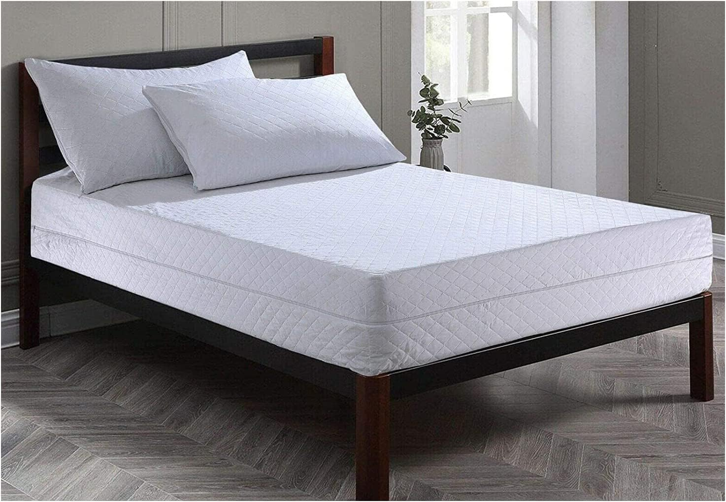 Full Zipped Quilted Mattress Protector Cover Anti Bed Bug Fully Fitted ... within Full Size Bed Bug Mattress Cover