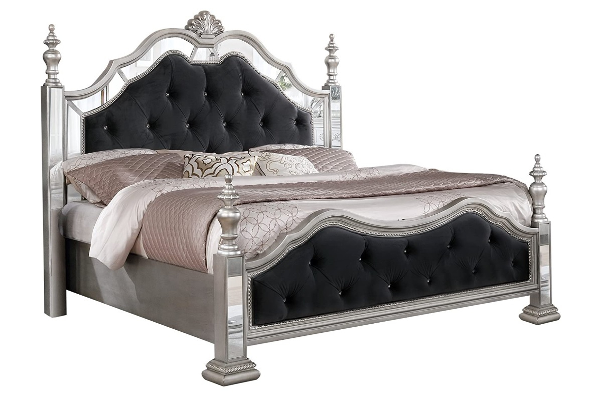 Glam Black Silver & Mirror Bedroom Set B1722 | Casye Furniture throughout Black And Silver Bedroom Set