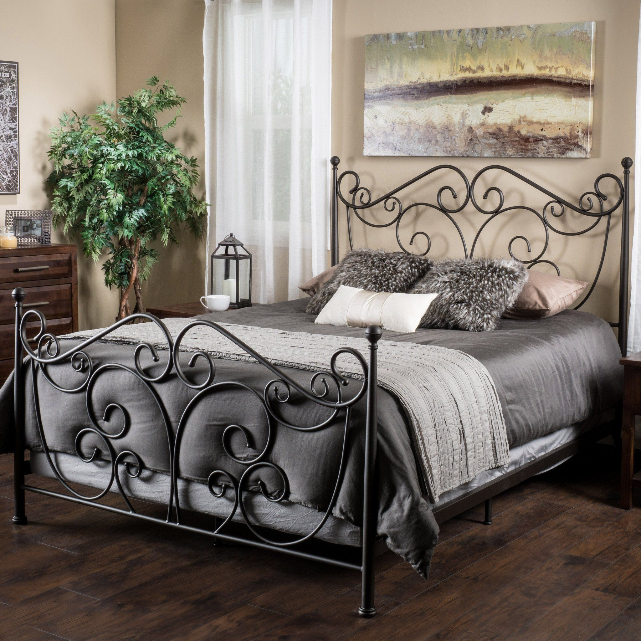Haven King Size Scroll Design Iron Bed In Dark Bronze The Haven King ... for Iron Frame King Size Bed