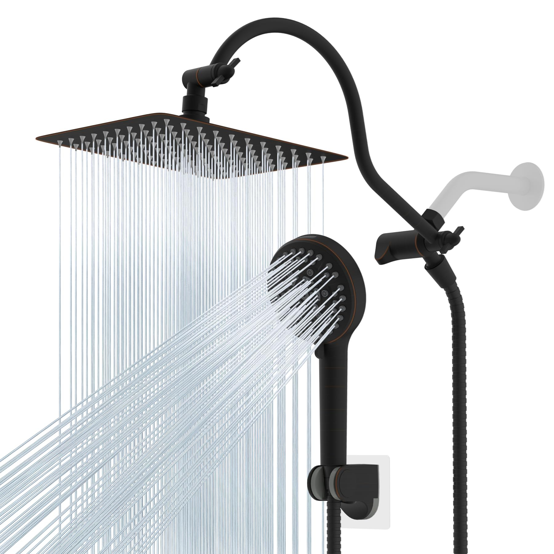 Hibbent All Metal Shower Head, 10'' High Pressure Rainfall Shower Head ... for Oil Rubbed Bronze Shower Head And Handheld Combo