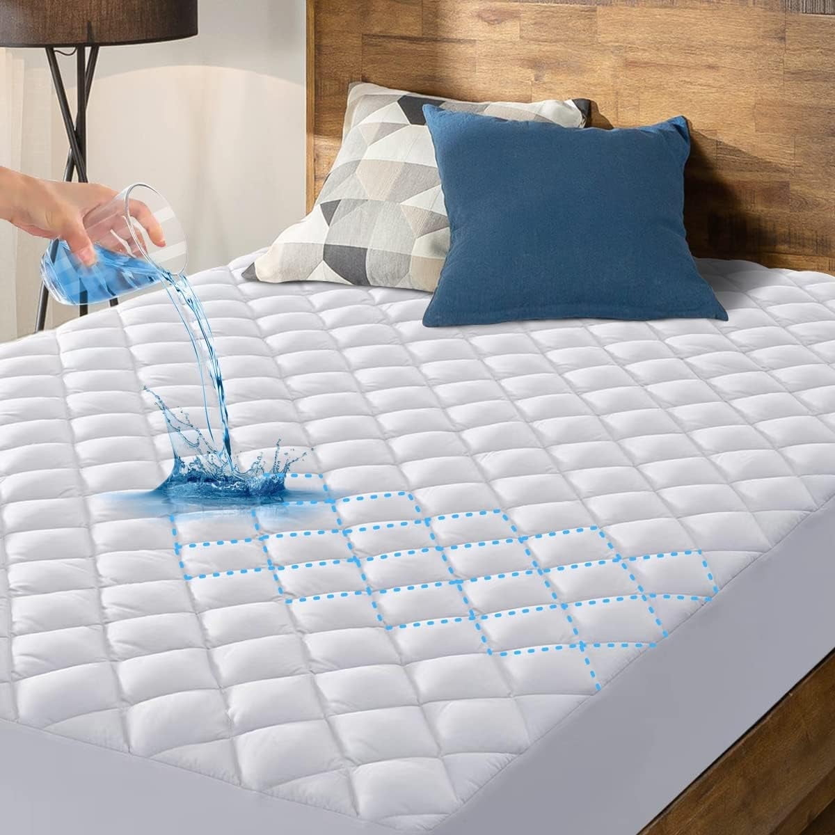 Hoey Waterproof Twin Xl Mattress Protector, Breathable Quilted Fitted ... within Twin Xl Mattress Pad Cover