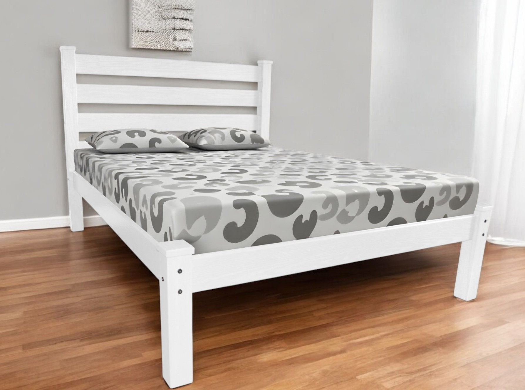 Homeroots White Solid Wood Full Bed Frame | Wayfair in White Wood Full Bed Frame