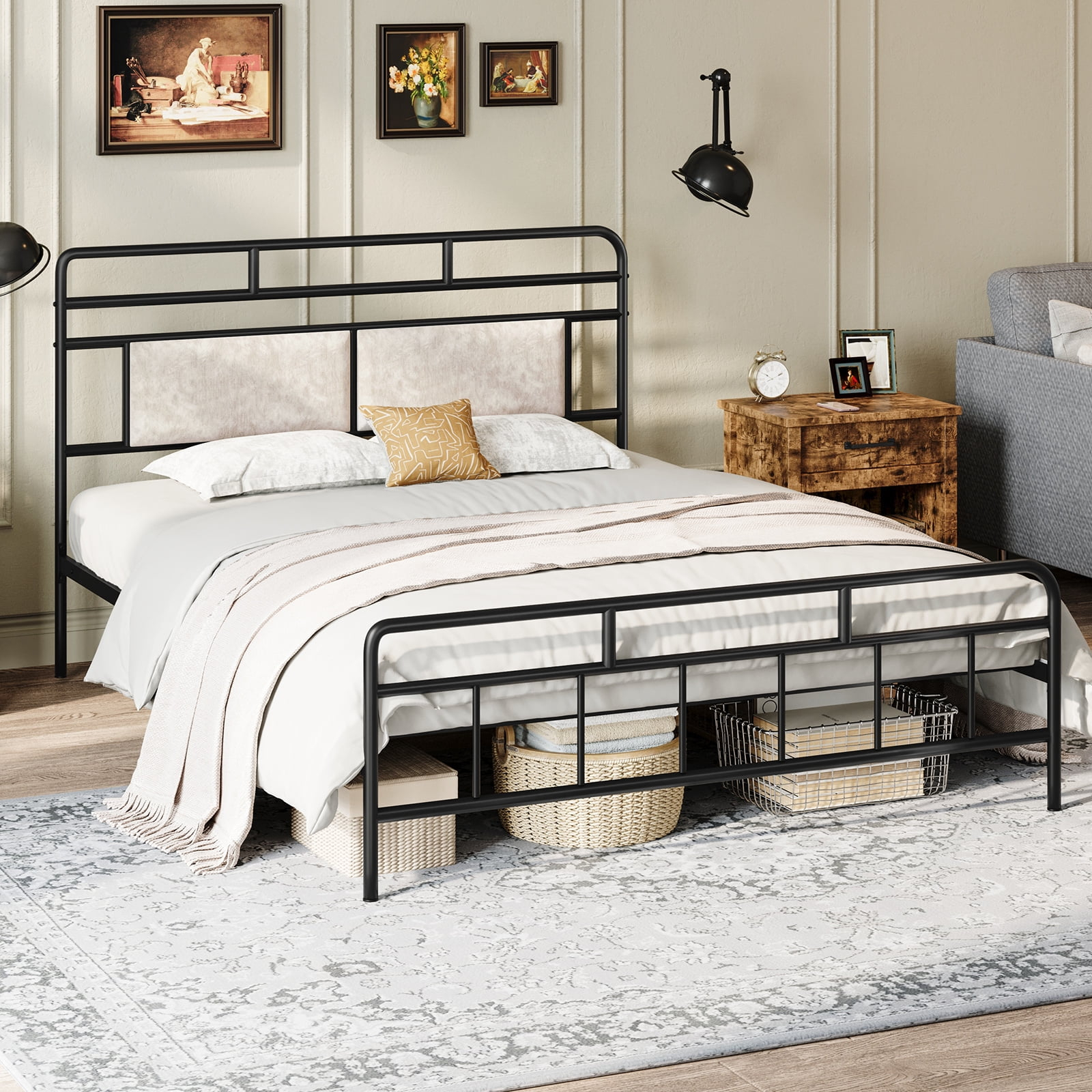 Hoobro Bed Frame, Full Size Bed Frame, Heavy Duty Metal Bed Frame, With ... throughout Common mistakes when buying metal bed frames for full size beds
