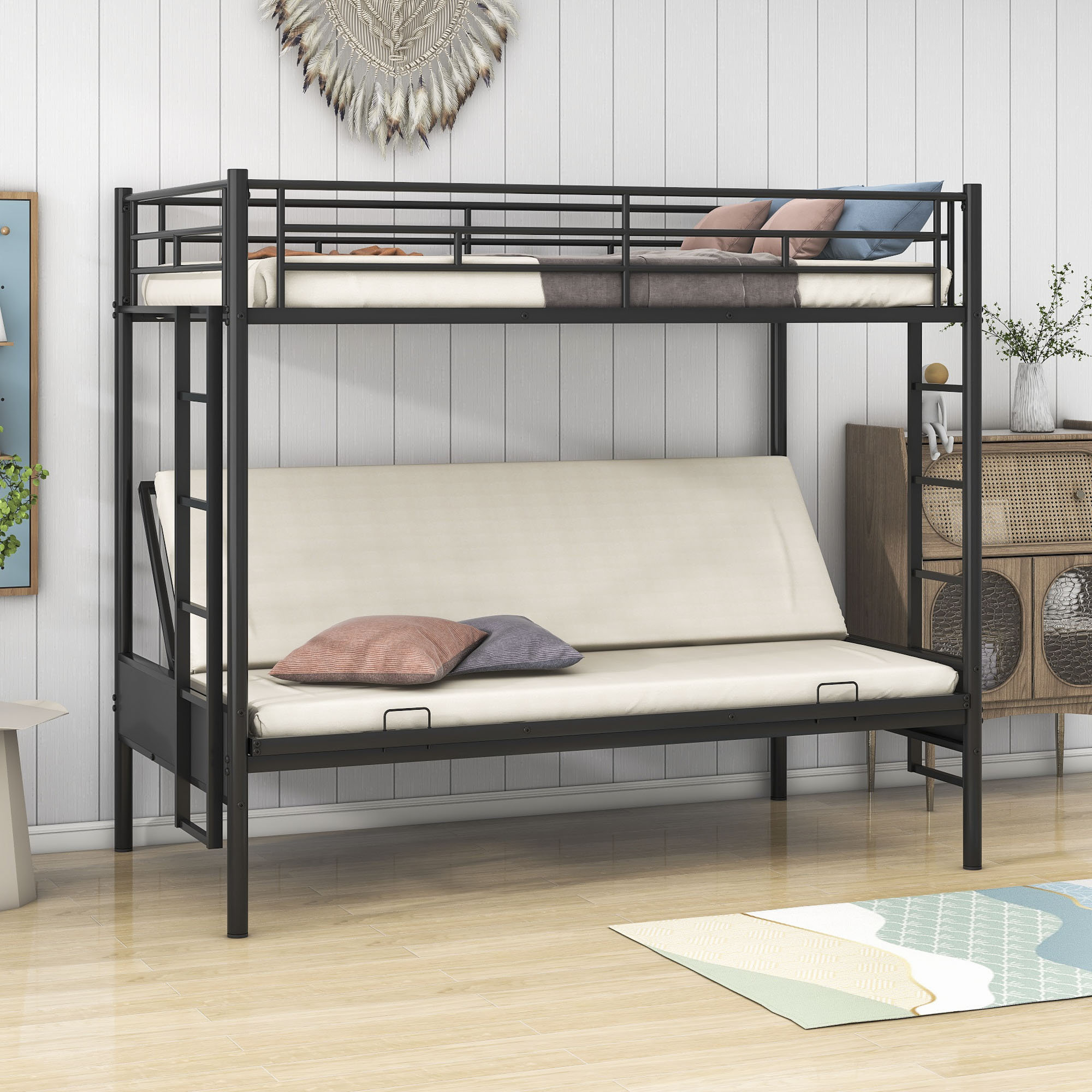 Isabelle & Maxâ„¢ Warburton Twin Over Full Futon Bunk Bunk Bed By Red ... within Maximizing Space with Smart Bunk Bed Configurations