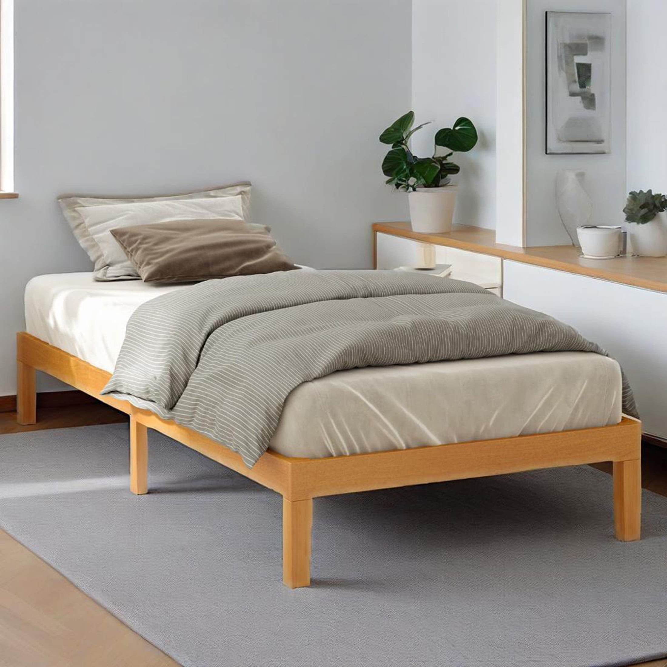 Joinsun Twin Size Wood Bed Frame, 12In Wooden Platform Bed Frame With ... throughout Twin Size Wood Bed Frame