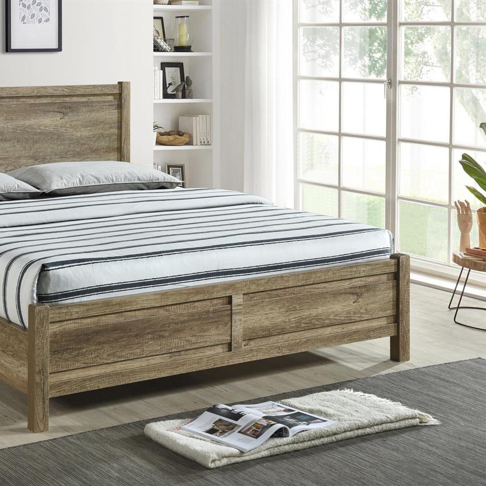 King Size Bed Frame Natural Wood Like Mdf In Oak Colour - Bunnings ... throughout Natural Wood Bed Frame King