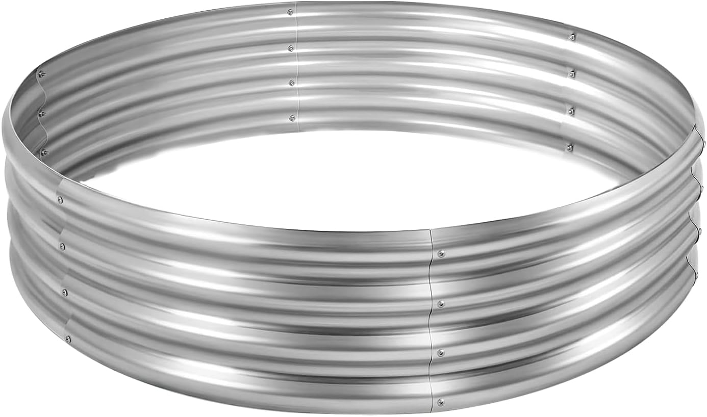 Land Guard 3×3×1Ft Galvanized Raised Garden Bed Kit, Round Galvanized ... for Seasonal Care Tips for Maintaining Round Metal Raised Beds