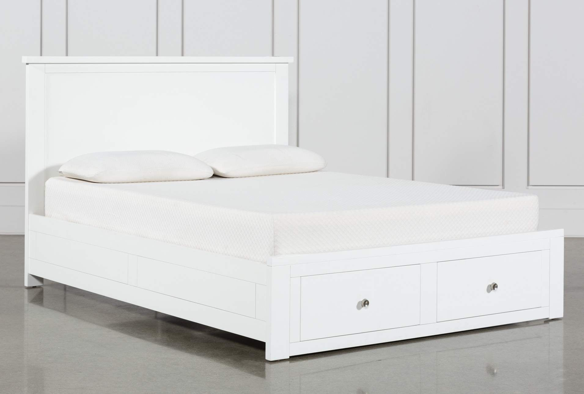 Larkin White Full Wood Platform Platform Bed With Storage | Platform ... with White Wood Full Bed Frame