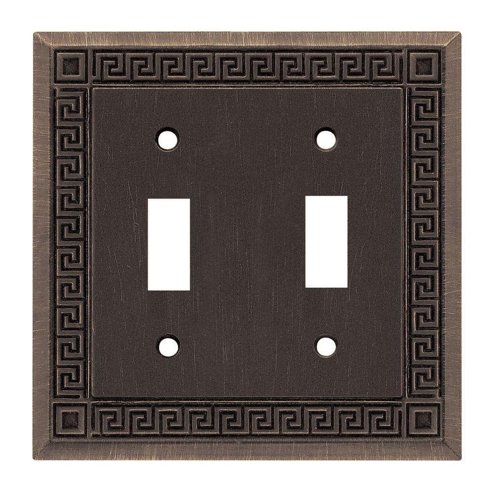 Liberty Greek Key 2 Gang Toggle Switch Wall Plate - Oil Rubbed Bronze ... regarding Why oil rubbed bronze switch plates remain a popular choice among designers