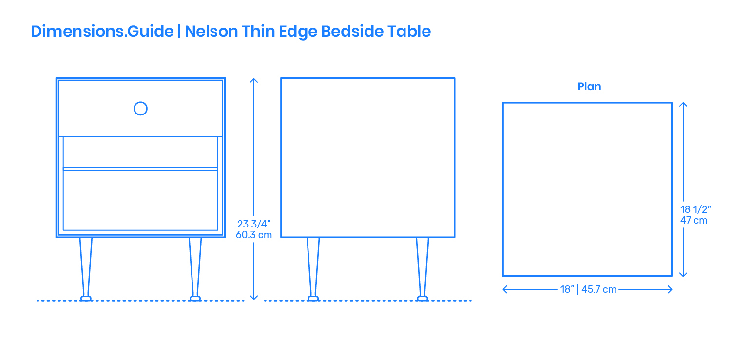 Line Bedside Table Dimensions & Drawings | Dimensions.com in Understanding Ideal Bedside Table Dimensions for Comfortable Sleeping Spaces