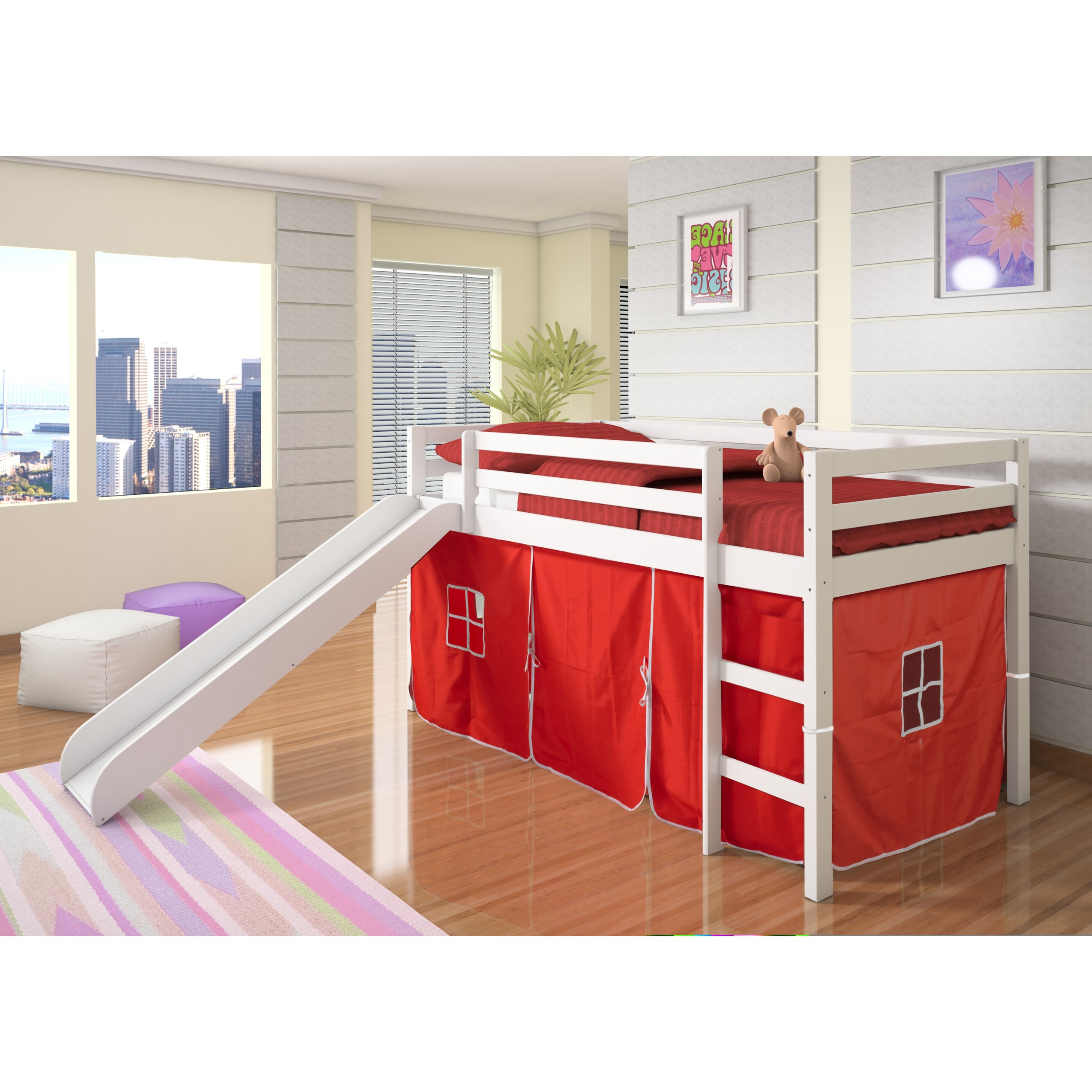 Loft Bed With Slide - Ideas On Foter pertaining to Transforming Bedroom Layouts Using Loft Beds That Include Slides and Tents