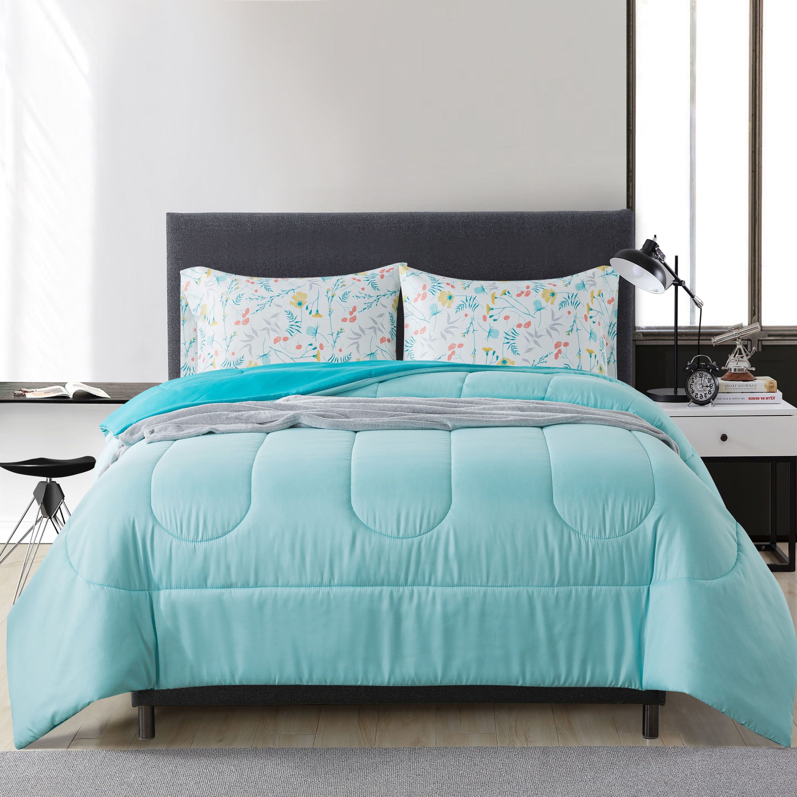 Mainstays Teal 5 Piece Bed In A Bag Comforter Set With Sheets And Plush ... inside The Complete Guide to Choosing Your Perfect Full Size Bed in the Bag