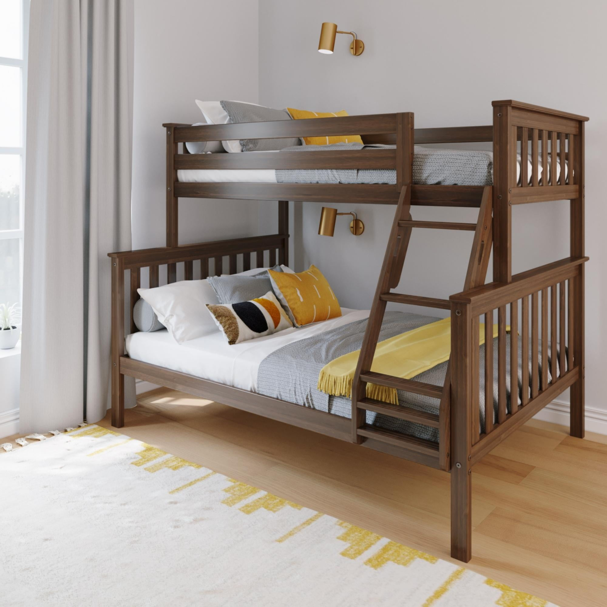 Max & Lily Bunk Bed Twin Over Full Size, Solid Wood Bunk Beds With ... within Max and Lily bunk bed vs traditional beds what families need to know