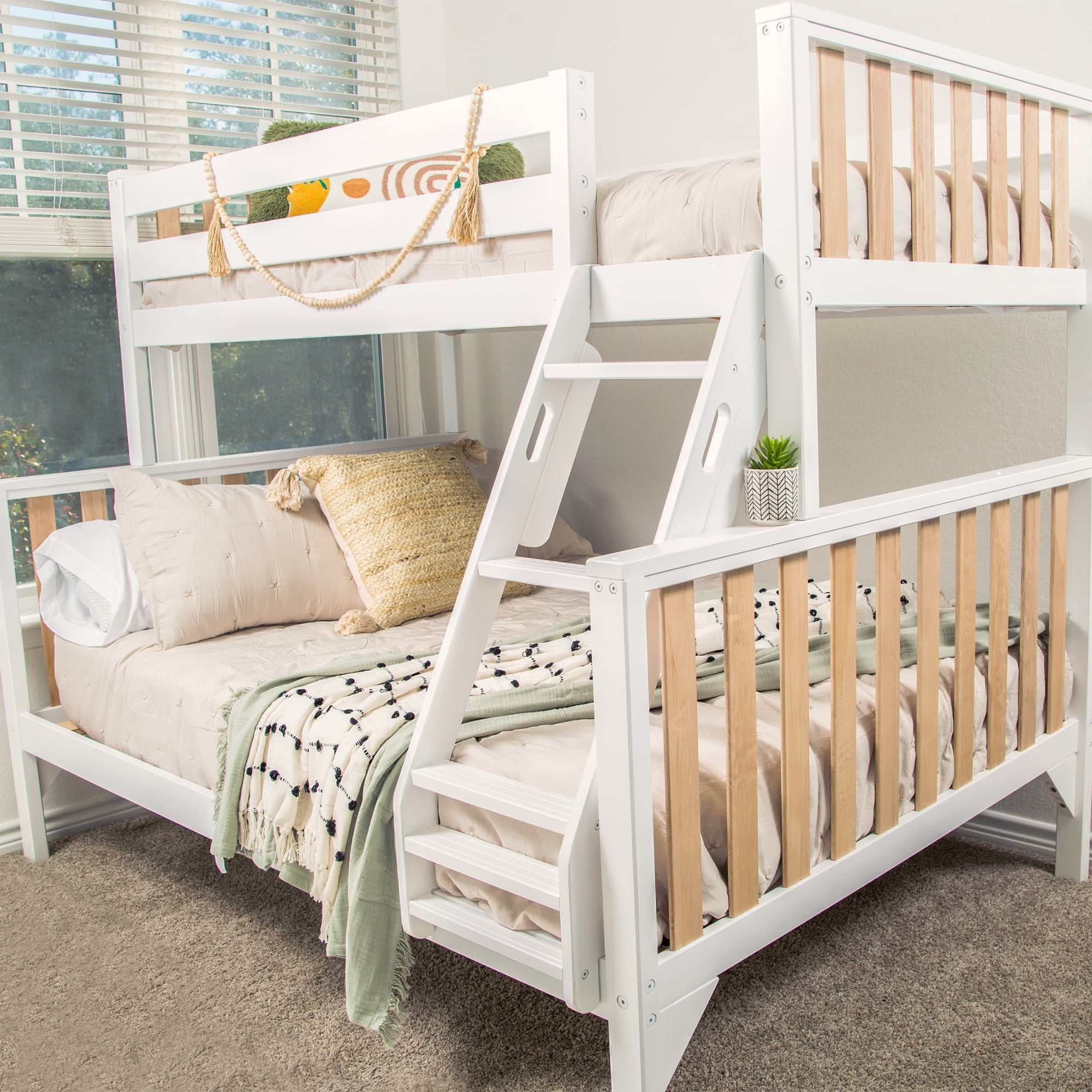 Max & Lily Twin Over Full Size Bunk Beds, Solid Wood Scandinavian Style ... inside Max And Lily Twin Over Twin Bunk Bed