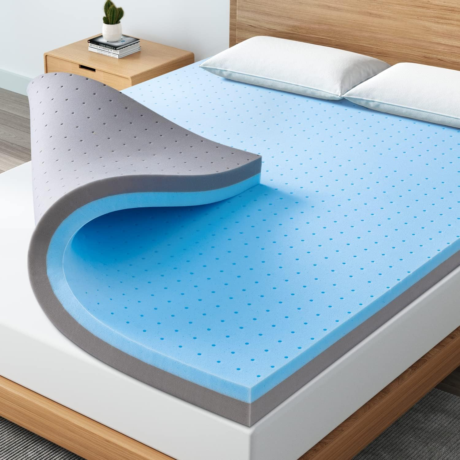 Maxzzz 4 Inch Mattress Topper Queen, Gel Memory Foam Mattress Topper ... with 4 In Memory Foam Mattress Topper