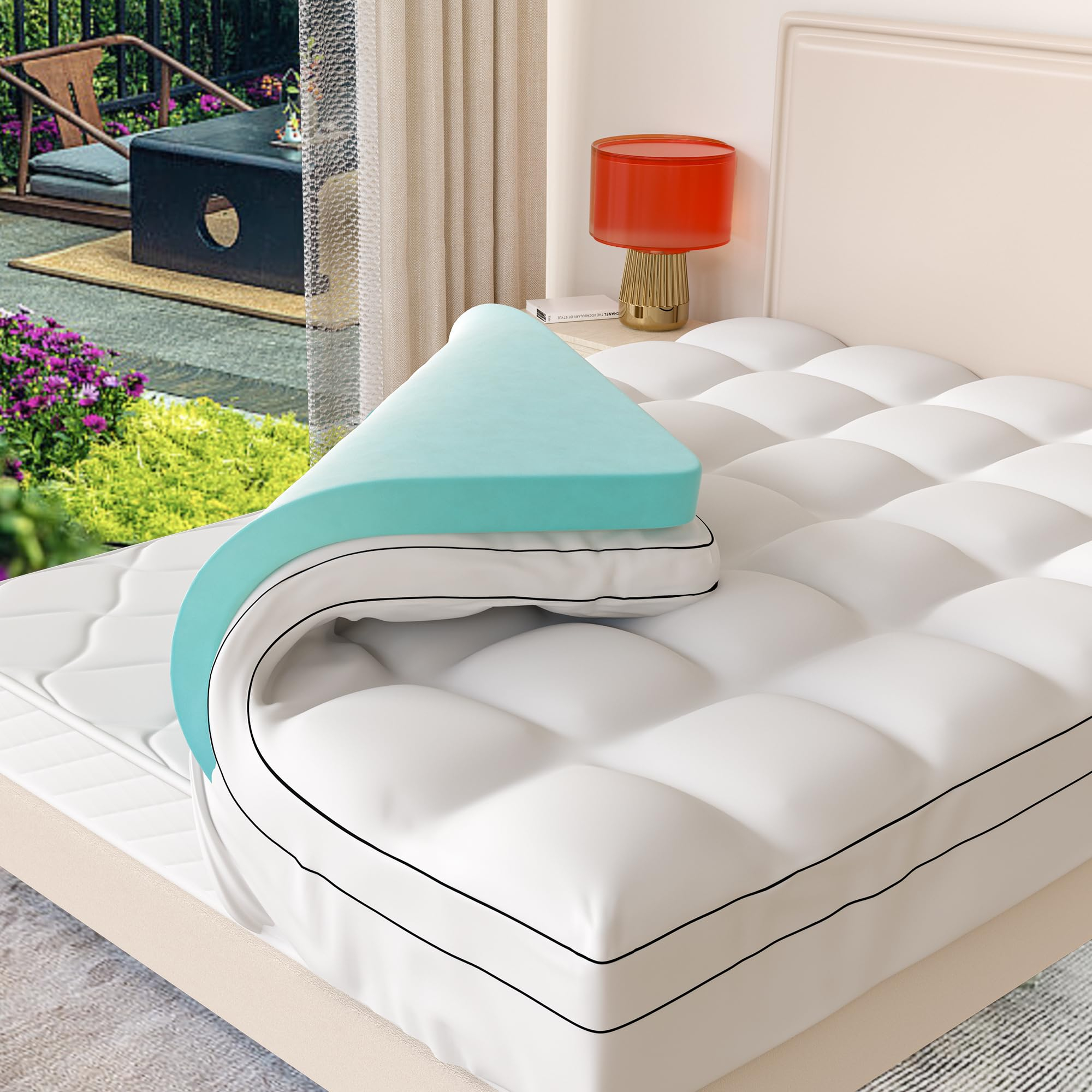 Memory Foam Mattress Topper Queen Size, Dual Layer 4 Inch Mattress Pad ... with regard to Understanding the benefits of a 2 inch memory foam topper for queen size beds