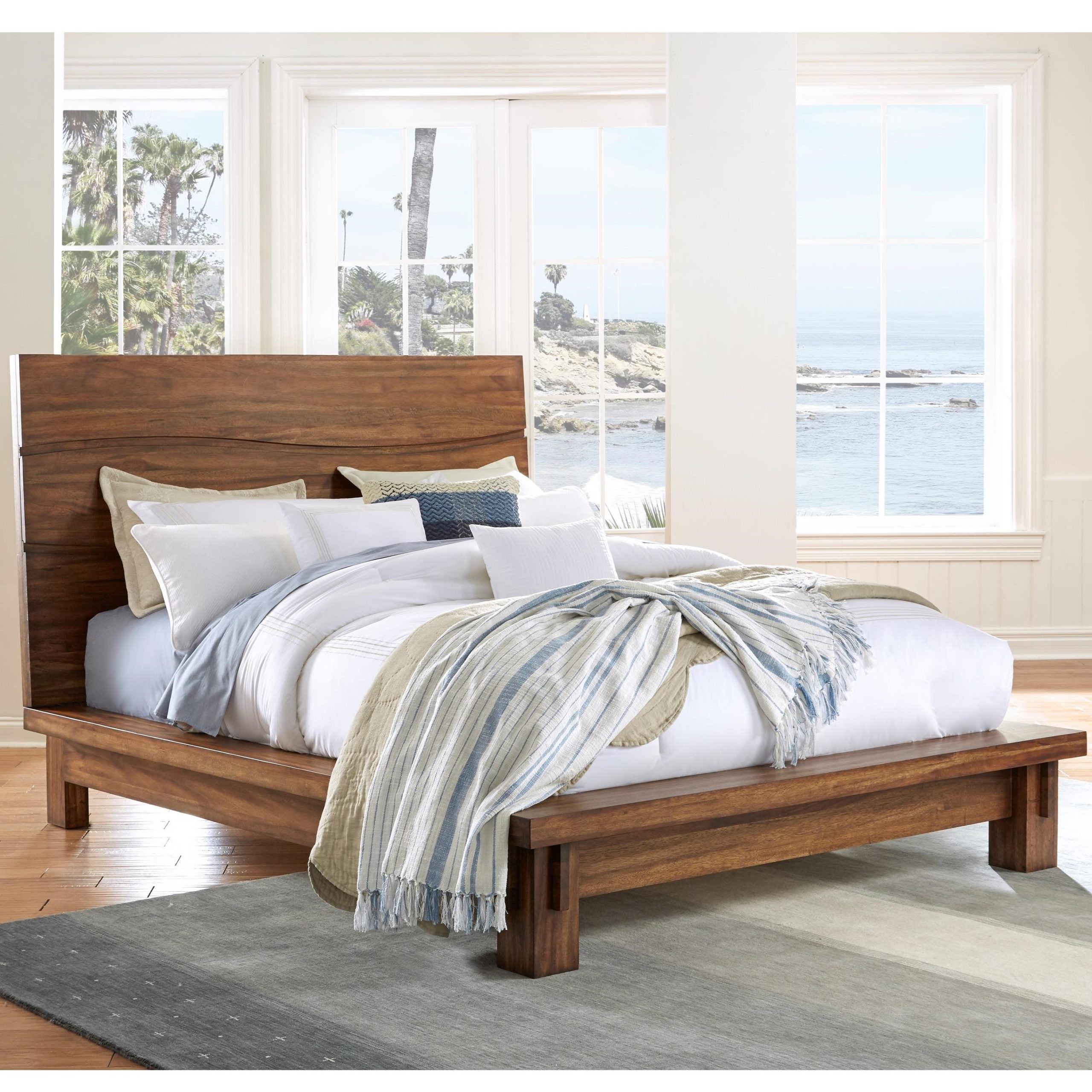 Modus International Ocean Contemporary Solid Wood King Platform Bed ... within Solid Wood Bed King Size