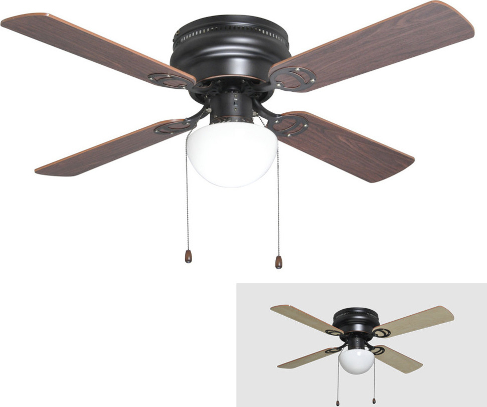 Oil Rubbed Bronze 42" Hugger Ceiling Fan With Light Kit - Traditional ... throughout Oil Rubbed Bronze Ceiling Fan