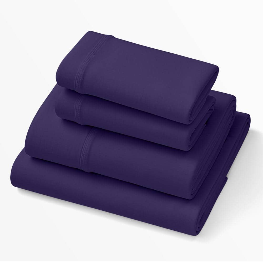 Purple Softstretch 4-Piece Deep Purple Solid Queen Bamboo Sheet Set 10 ... regarding Purple Stains On Bed Sheets
